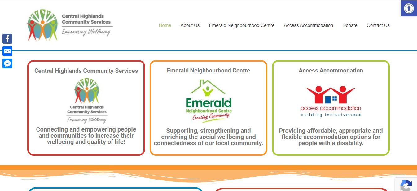 Screenshot of Central Highlands Community Services website